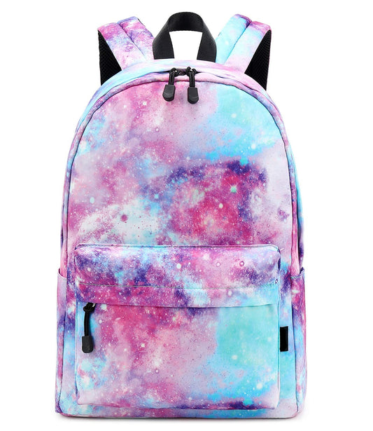 Lightweight Water Resistant Galaxy Backpacks For Teen Girls Women School Bookbags (Galaxy Pink)