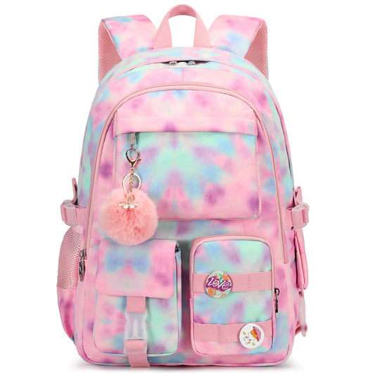 Laptop Backpacks 16 Inch School Bag College Backpack Anti Theft Travel Daypack Bags Bookbags for Teens Girls Women Students (Tie-Dye Pink)