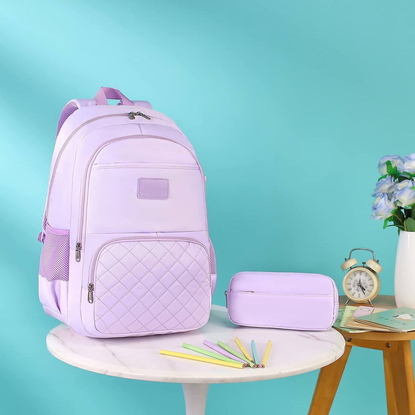 Laptop Backpack 15.6 Inch School BookBag with Pencil Case College Backpacks Teacher Work Travel Casual Daypacks for Teens Girls Women