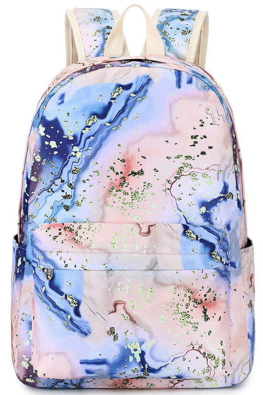 Backpack for Teen Girls School Laptop Backpacks Middle School College Marble Bookbags (Marble Orange)